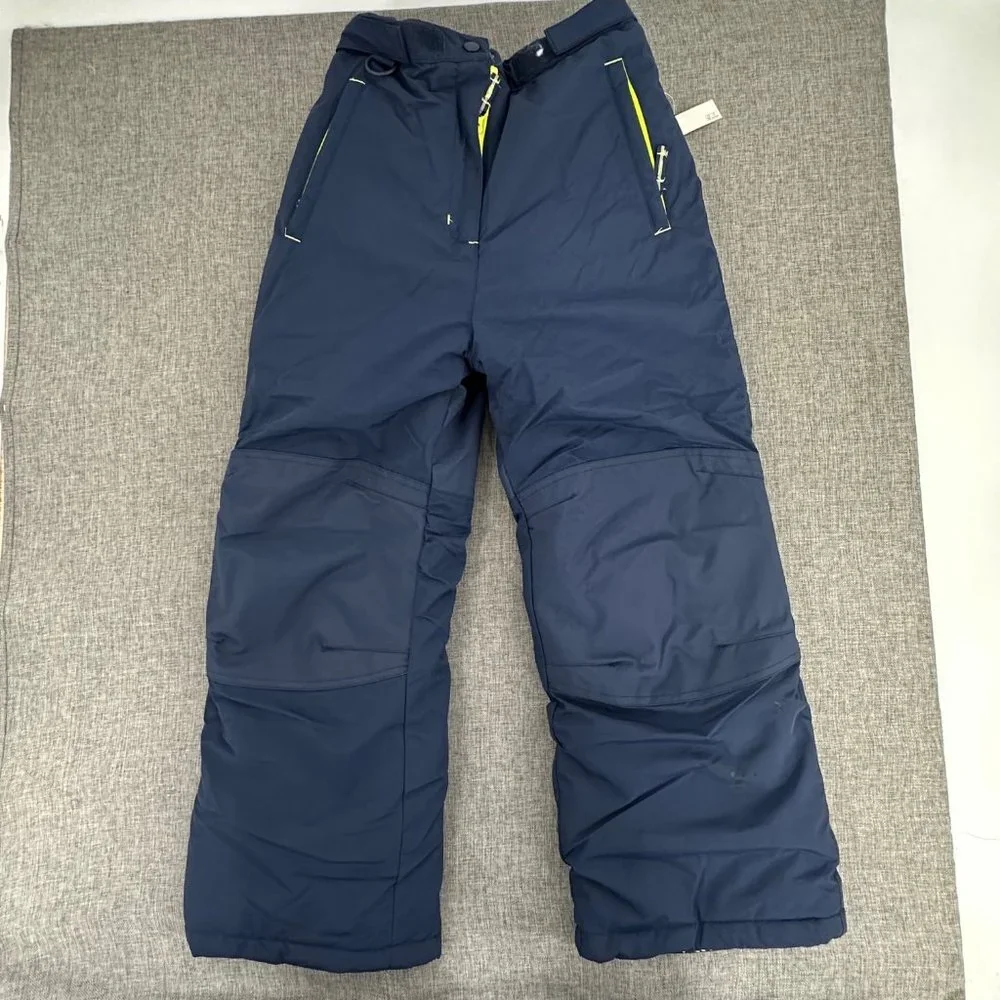 Essentials Boys Snow Pants Water‎ Resistant Navy Blue Neon Green Large (10) New